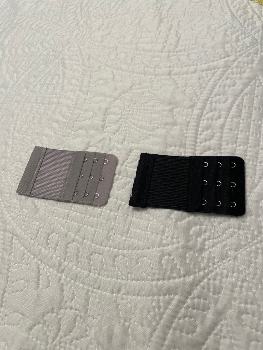 New Set of 2 Bra Extenders Black & Gray Adds Inches To Width of Bras